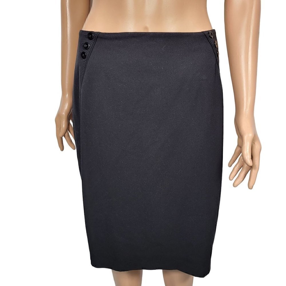 White House Black Market Women's Button Accent Back Slit Pencil Skirt Size 6